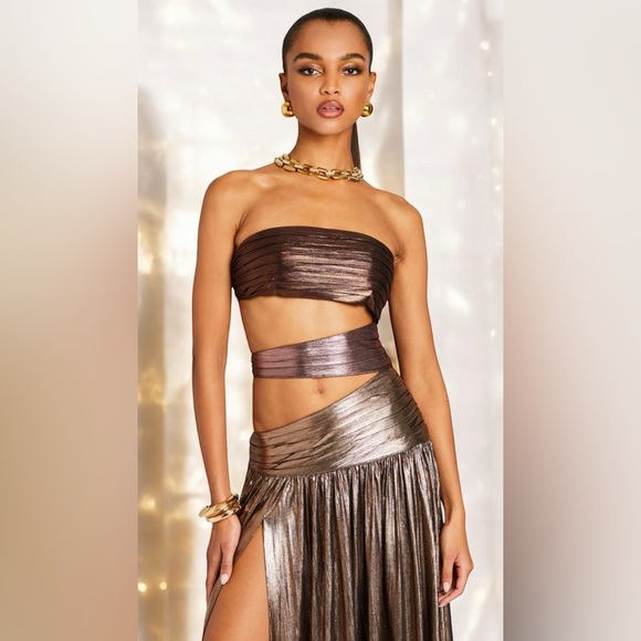 NWT RETROFETE Lia Dress in Brown Ombré Women’s Maxi Size XXS - Picture 3 of 12